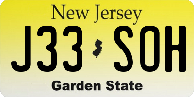 NJ license plate J33SOH