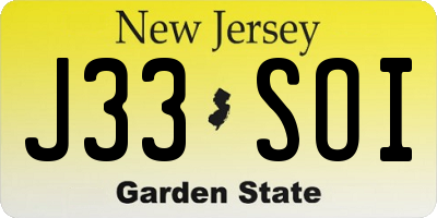 NJ license plate J33SOI