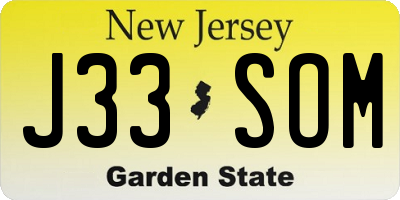 NJ license plate J33SOM