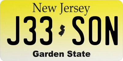 NJ license plate J33SON