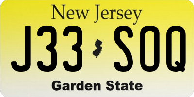 NJ license plate J33SOQ