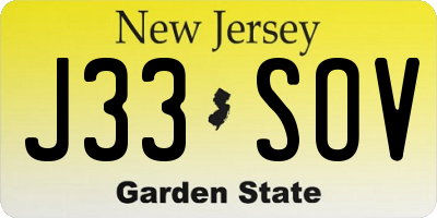 NJ license plate J33SOV