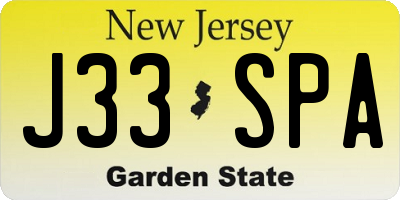 NJ license plate J33SPA