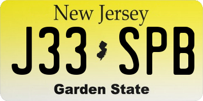 NJ license plate J33SPB