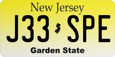 NJ license plate J33SPE