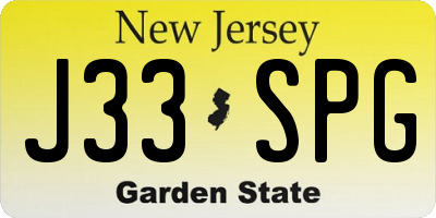 NJ license plate J33SPG