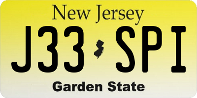 NJ license plate J33SPI