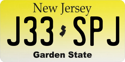 NJ license plate J33SPJ