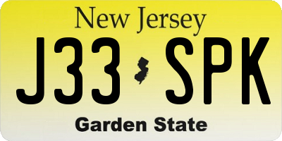 NJ license plate J33SPK