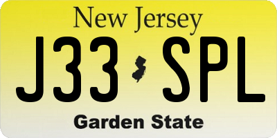 NJ license plate J33SPL