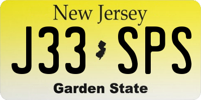 NJ license plate J33SPS