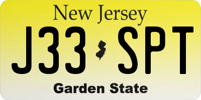 NJ license plate J33SPT