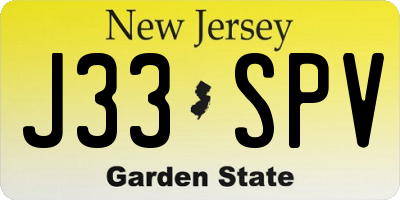 NJ license plate J33SPV