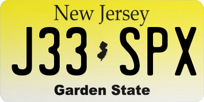 NJ license plate J33SPX