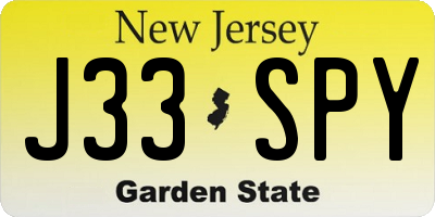 NJ license plate J33SPY