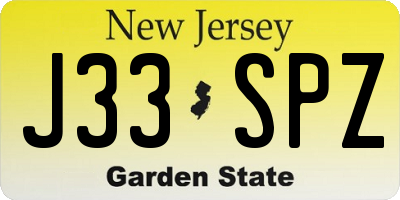 NJ license plate J33SPZ