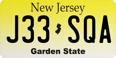 NJ license plate J33SQA