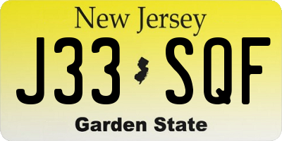 NJ license plate J33SQF