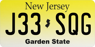 NJ license plate J33SQG