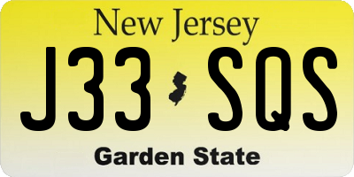 NJ license plate J33SQS