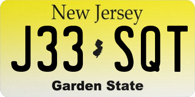 NJ license plate J33SQT