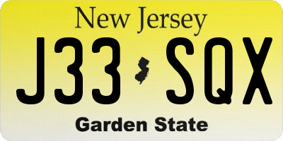 NJ license plate J33SQX