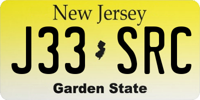 NJ license plate J33SRC