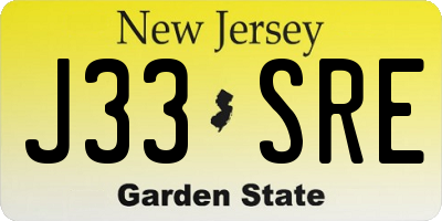 NJ license plate J33SRE