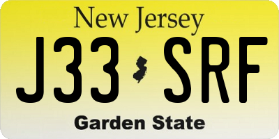 NJ license plate J33SRF