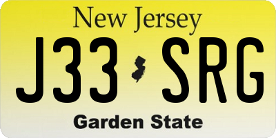 NJ license plate J33SRG
