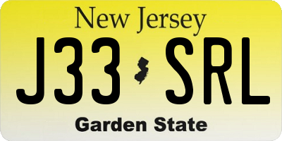 NJ license plate J33SRL