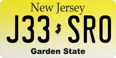 NJ license plate J33SRO