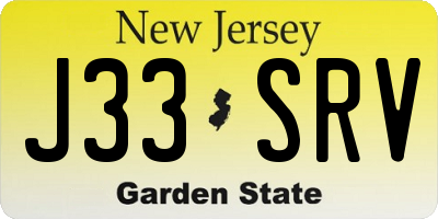 NJ license plate J33SRV