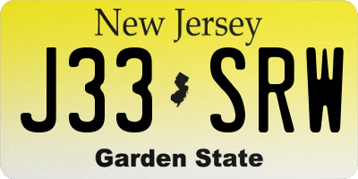 NJ license plate J33SRW
