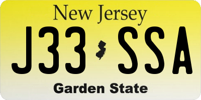 NJ license plate J33SSA