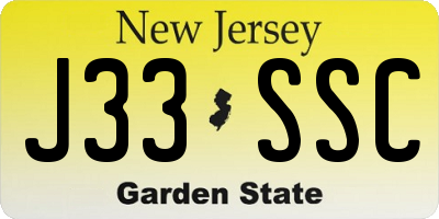 NJ license plate J33SSC