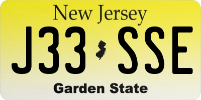 NJ license plate J33SSE
