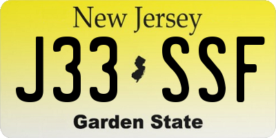 NJ license plate J33SSF