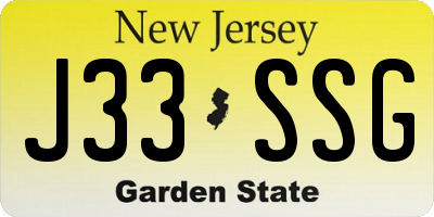 NJ license plate J33SSG