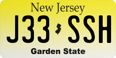 NJ license plate J33SSH