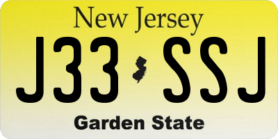NJ license plate J33SSJ