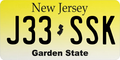 NJ license plate J33SSK
