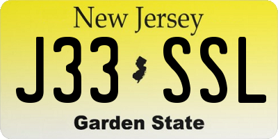 NJ license plate J33SSL