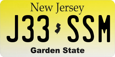 NJ license plate J33SSM