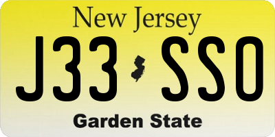 NJ license plate J33SSO
