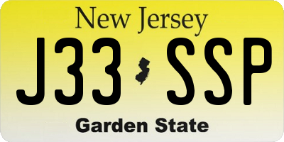 NJ license plate J33SSP