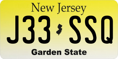 NJ license plate J33SSQ
