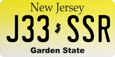 NJ license plate J33SSR