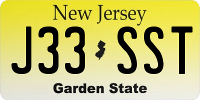 NJ license plate J33SST