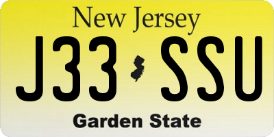NJ license plate J33SSU